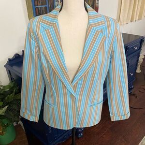 Blue and Tan polyester/ Cotton Blend Jacket Size 12
